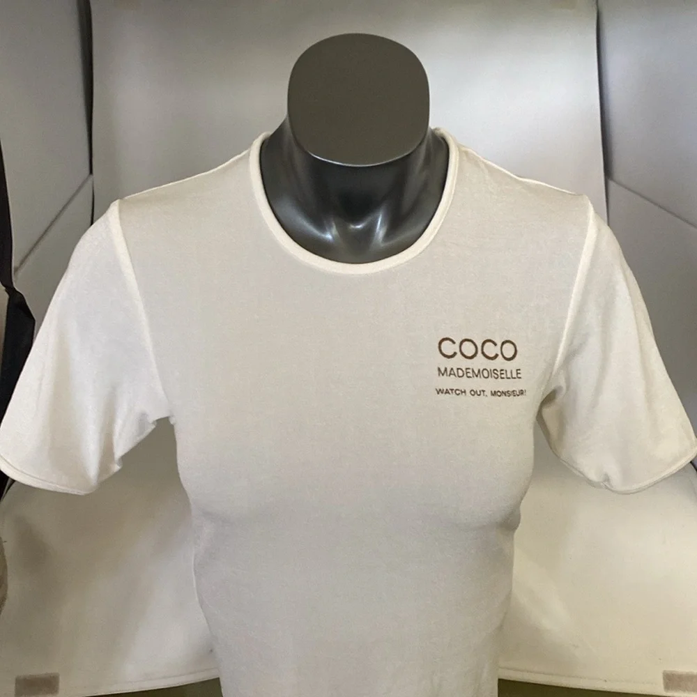 Chanel Coco Employee Sheer Shirt Top short sleeve size large - Picture 2 of 15
